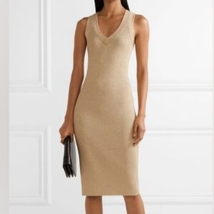 Michael Kors Gold Ribbed BODYCON Dress